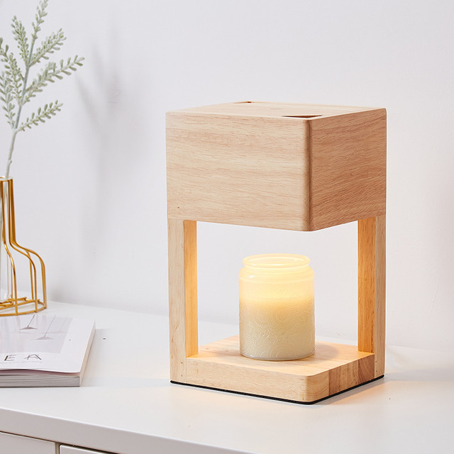Wood Semi-open Design Candle Warmer Wax Melting Light Aroma Burner  Fragrance Light Candle Melter Dimmable Table Lamps for Spa - AliExpress